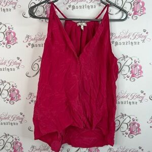 Joie tank top 100% silk bright shiny shimmer Fuchsia Camisole Top pink red cami